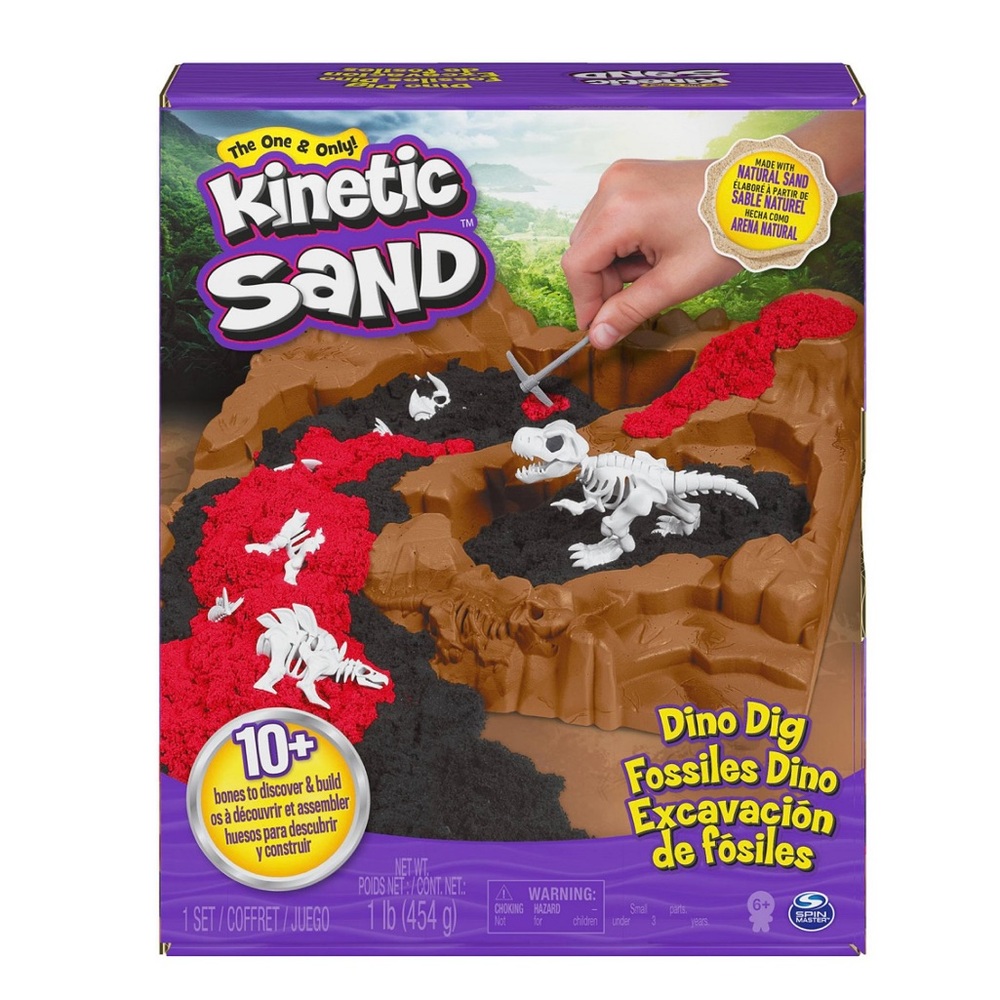 Kinetic Sand Dino Dig Fossils Playset - Red and Black